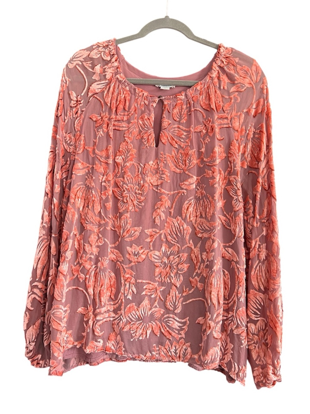 Sundance Women’s Sheer Velvet Burnout Blouse Blush size XL